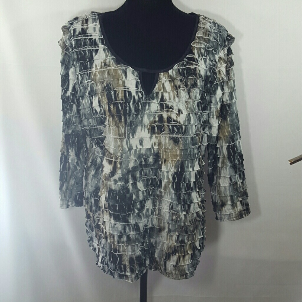 Cato Tiered Ruffle Animal Print Blouse Size XL